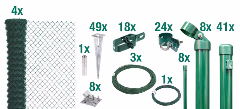 Alberts 632427 Recinzione in rete metallica come set completo, con manicotto a terra carrabile, verde, altezza 80 cm, lunghezza 100 m