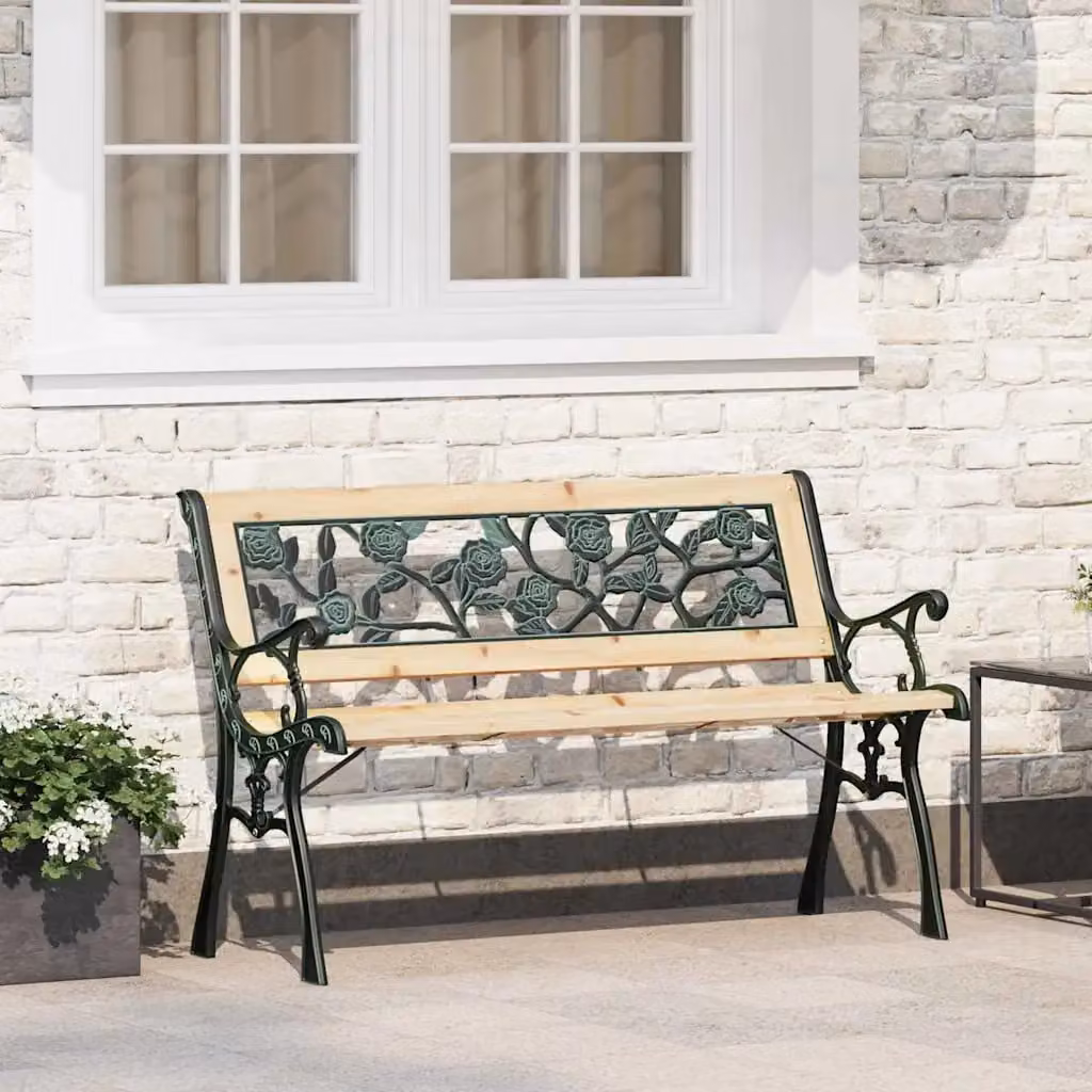 Panchina da giardino a 2 posti vidaXL in legno marrone con braccioli L/P/H: 116 x 54 x 73 cm