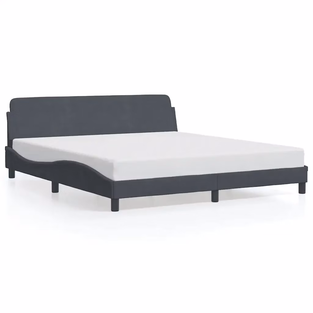 Letto con giroletto Dover vidaXL in velluto grigio L/P/H: 180 x 200 x 185 cm – 2