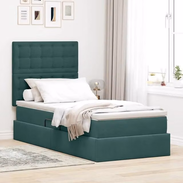 Letto con contenitore LED e materasso Verde Scuro 90 x 200 cm 3372762