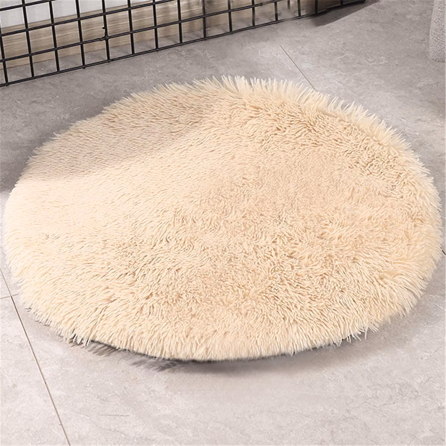 Tappetino per cani, cuccia per animali domestici, lavabile, in peluche, color beige, diametro 100 cm
