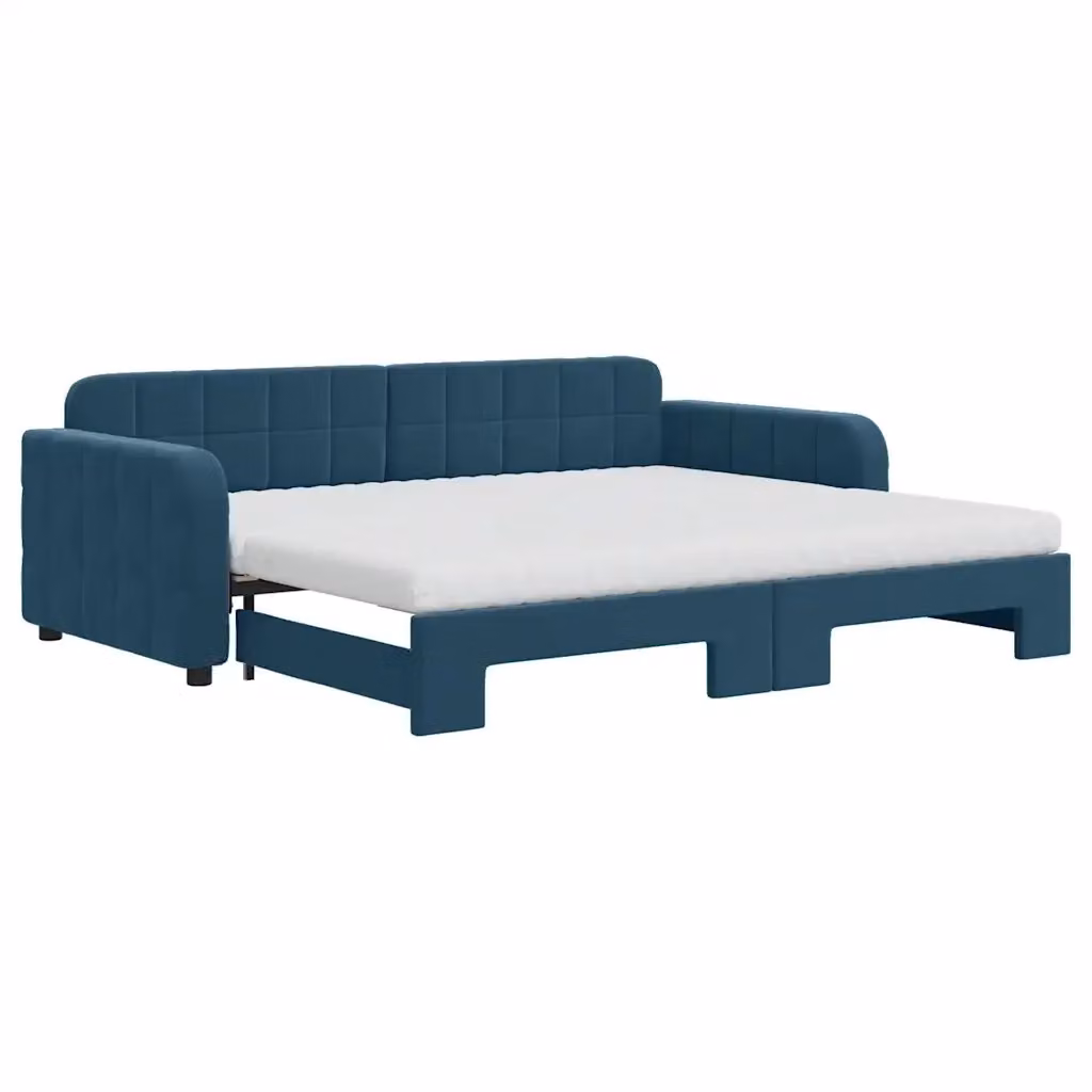 Divano Letto Estraibile vidaXL in Velluto Blu con Cassetto per Soggiorno e Camera da Letto L/P/H: 224 x 90 x 71 cm – 2
