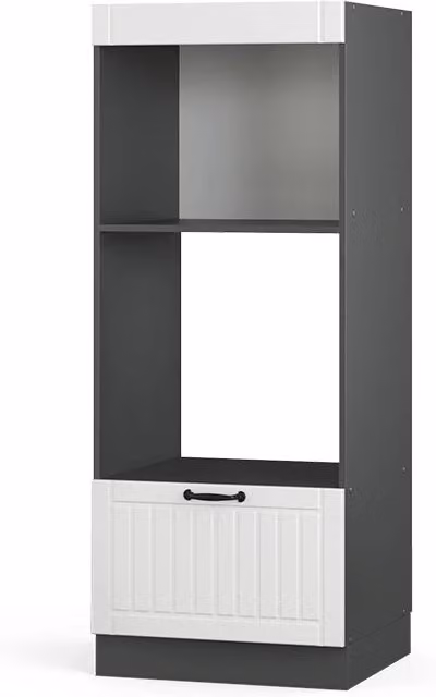Mobile cucina microonde Fame-Line Bianco rustico/Antracite 60 cm aperto Vicco