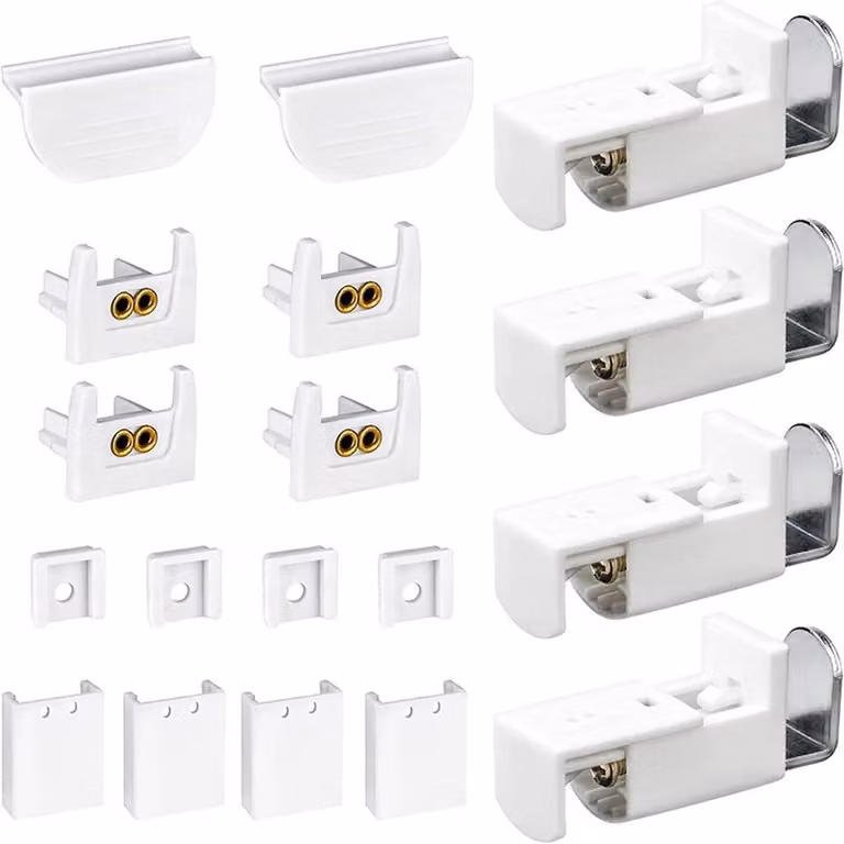 Tende plissettate senza forature Set di supporto per tende da sole senza prolunga per trapano Kit per tende a rullo senza forature Accessori adatti per tende a rullo doppie e tende plissettate - 18 pezzi