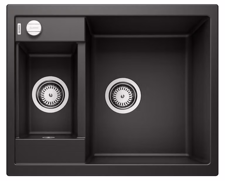 Lavello in Silgranit nero, da incasso, 60 cm, con sifone