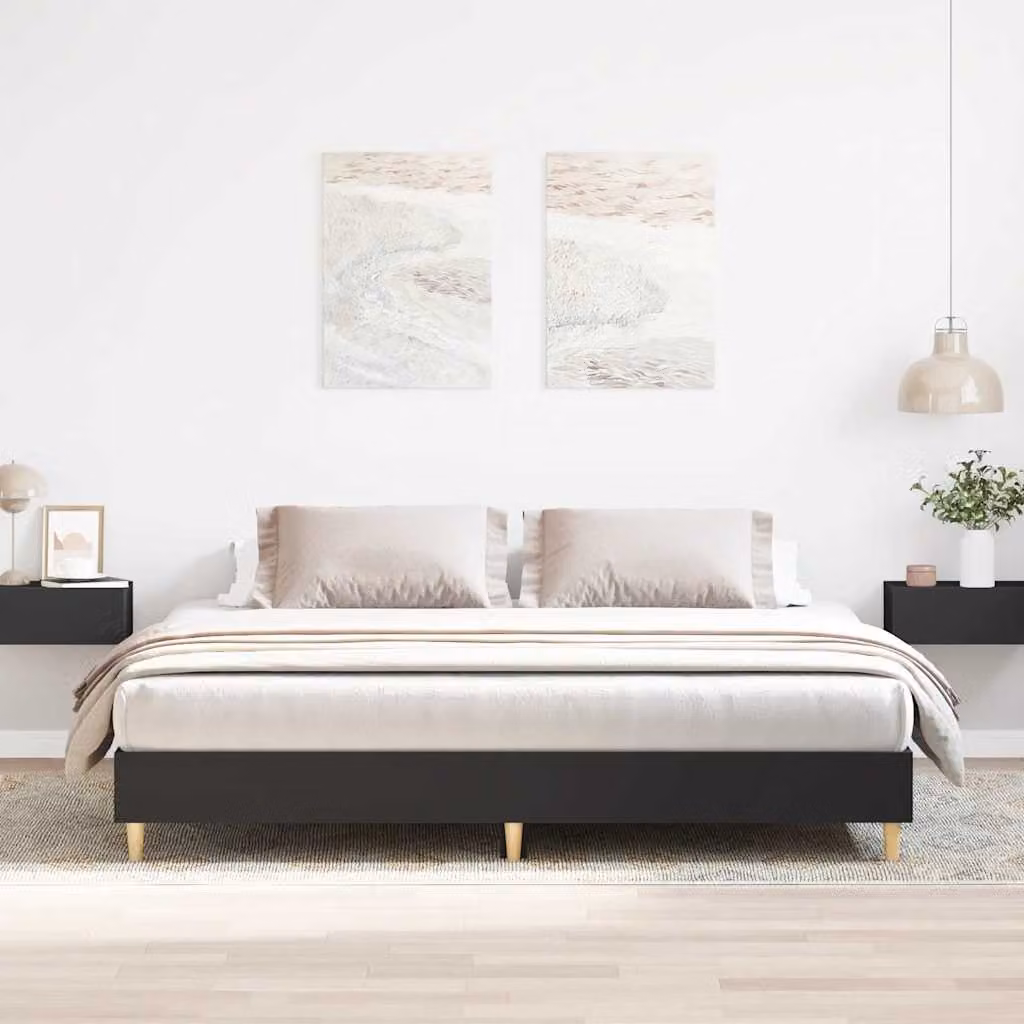 Giroletto vidaXL in legno multistrato nero con doghe fisse per adulti 200x200 cm