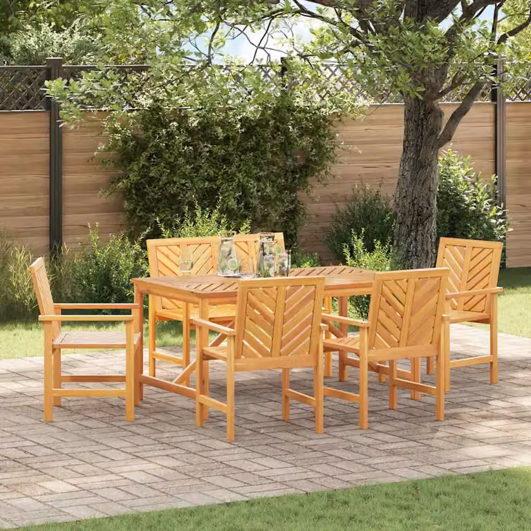 Set da pranzo per giardino e terrazzo vidaXL in legno di acacia oliato marrone, 6 pezzi