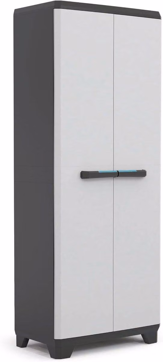 Armadio da giardino - Cassone da giardino - Armadi da giardino per esterni - Deposito per il giardino - Materiale plastico - 70x40x180 cm - Nero con grigio chiaro