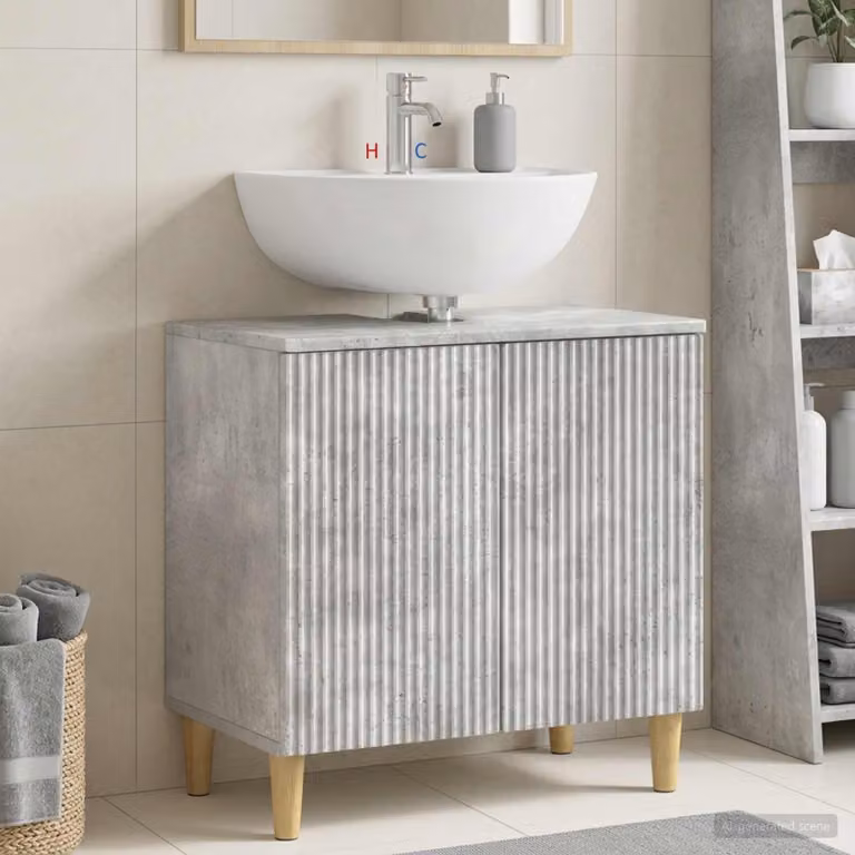 Armadio per lavabo da bagno moderno vidaXL ARNHEM Grigio opaco con ante a battente in MDF