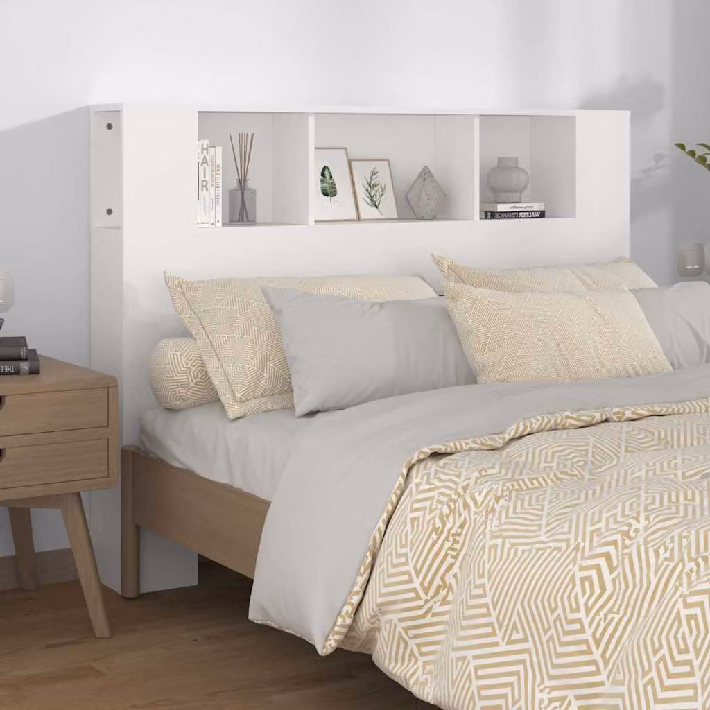 Testiera per letto con scomparti integrati vidaXL, Bianca, L 140 cm x P 18,5 cm x H 104,5 cm