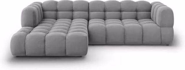 Divano angolare modulare Sky Cosmopolitan Design, 4 posti in velluto grigio, configurazione sinistra L/P/H: 272 x 162 x 75 cm – 1