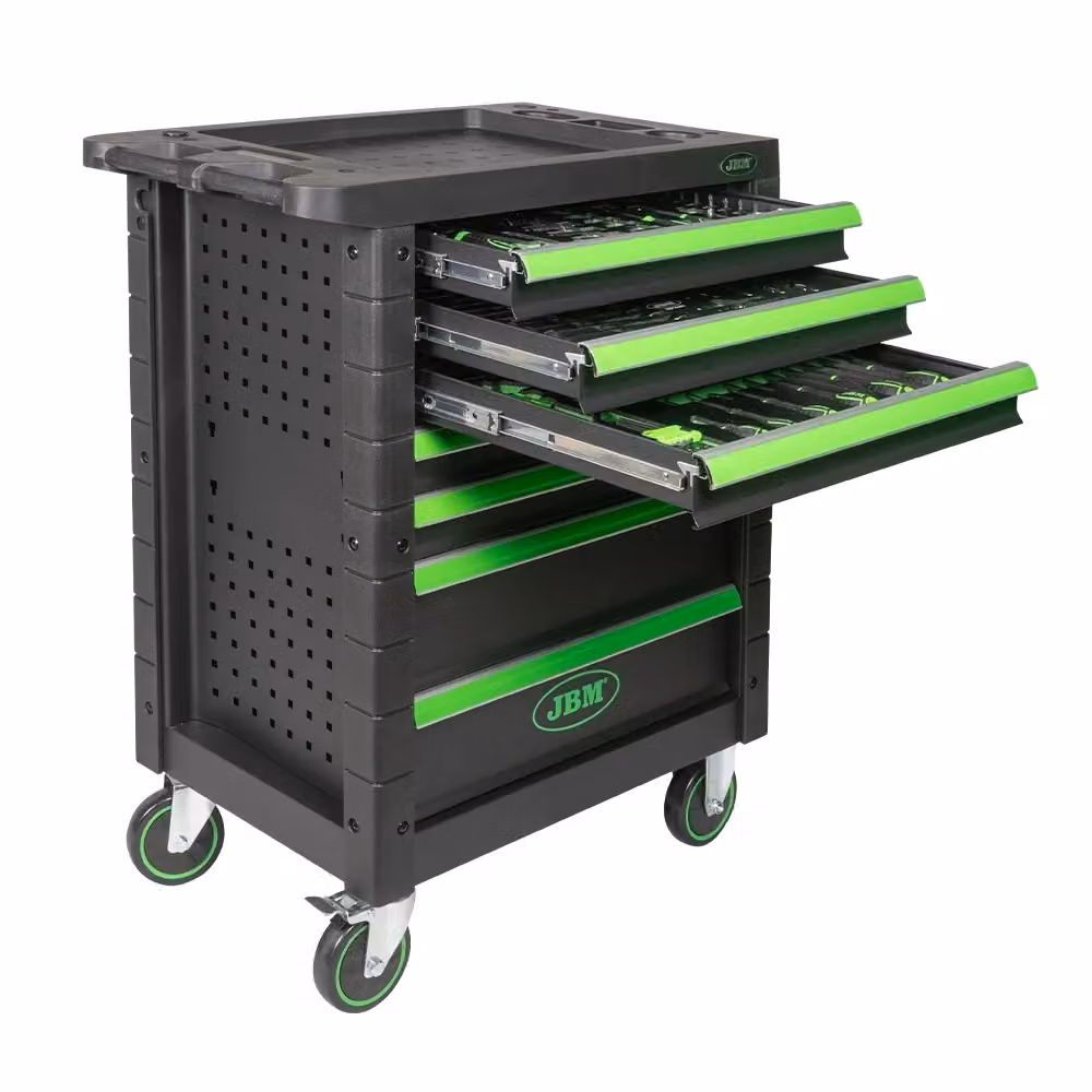 Carrello portautensili JBM 53904 nero con 7 cassetti e ruote per officina L 96,0 cm x P 46,6 cm x H 77,5 cm – 2
