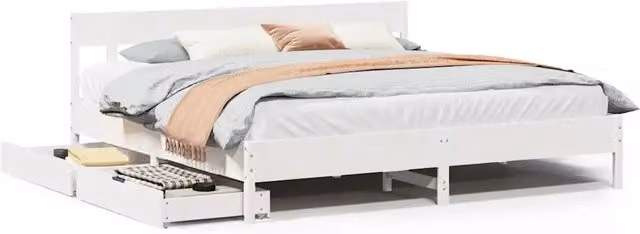 Letto matrimoniale | Letto per adulti | Letto senza Materasso Bianco 180x200 cm Legno Massello di Pino