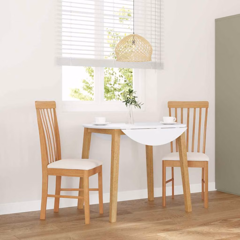 Set di 2 sedie da pranzo vidaXL in legno massello di Hevea con cuscini in tessuto, stile scandinavo, bianco e marrone