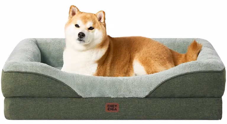 Cuccia ortopedica per cani con 4 bordi, 89x56 cm, verde