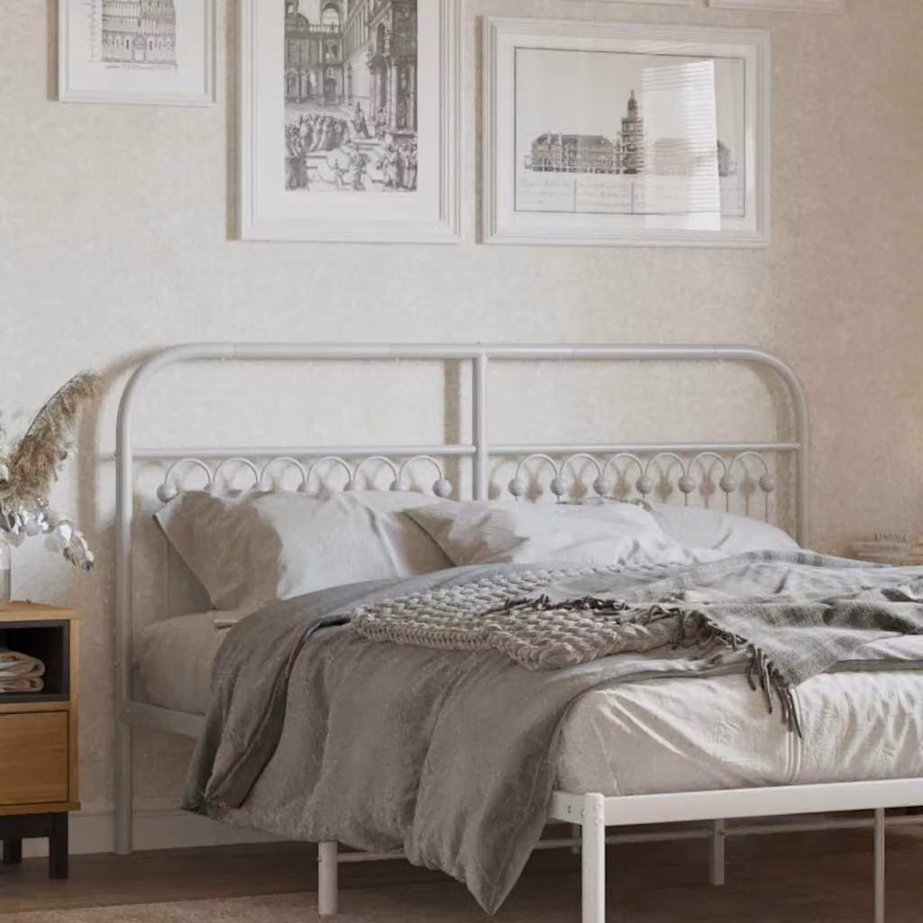 Testiera di ricambio in metallo vidaXL bianca in stile classico per camera da letto