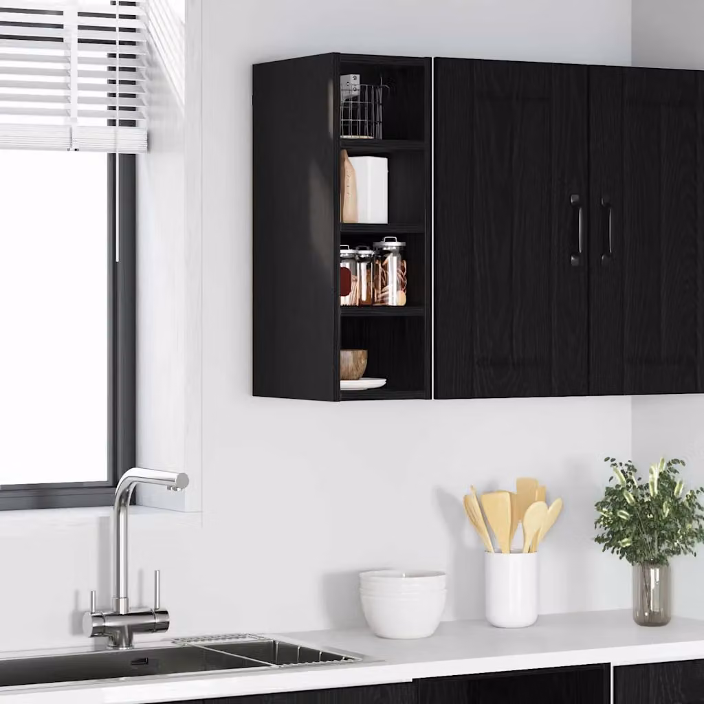 Armadio pensile da cucina moderno vidaXL nero con ante a battente e ripiani interni L/P/H: 29,5 x 20 x 60 cm