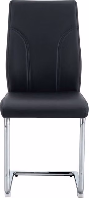 Set da 2 sedie da pranzo in PU nero con gambe in metallo argento, per ufficio, ristorante e cucina