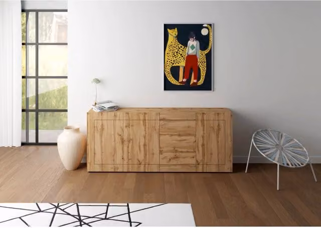 Madia moderna 3 ante/3 cassetti 200x40x83,5 cm Elios - Quercia Natura