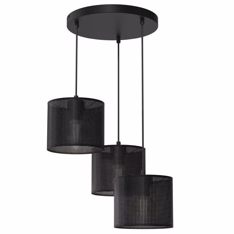 Loft shade nero rotondo 3 tonalità mesh lampada a sospensione 3xE27 15W Luminex