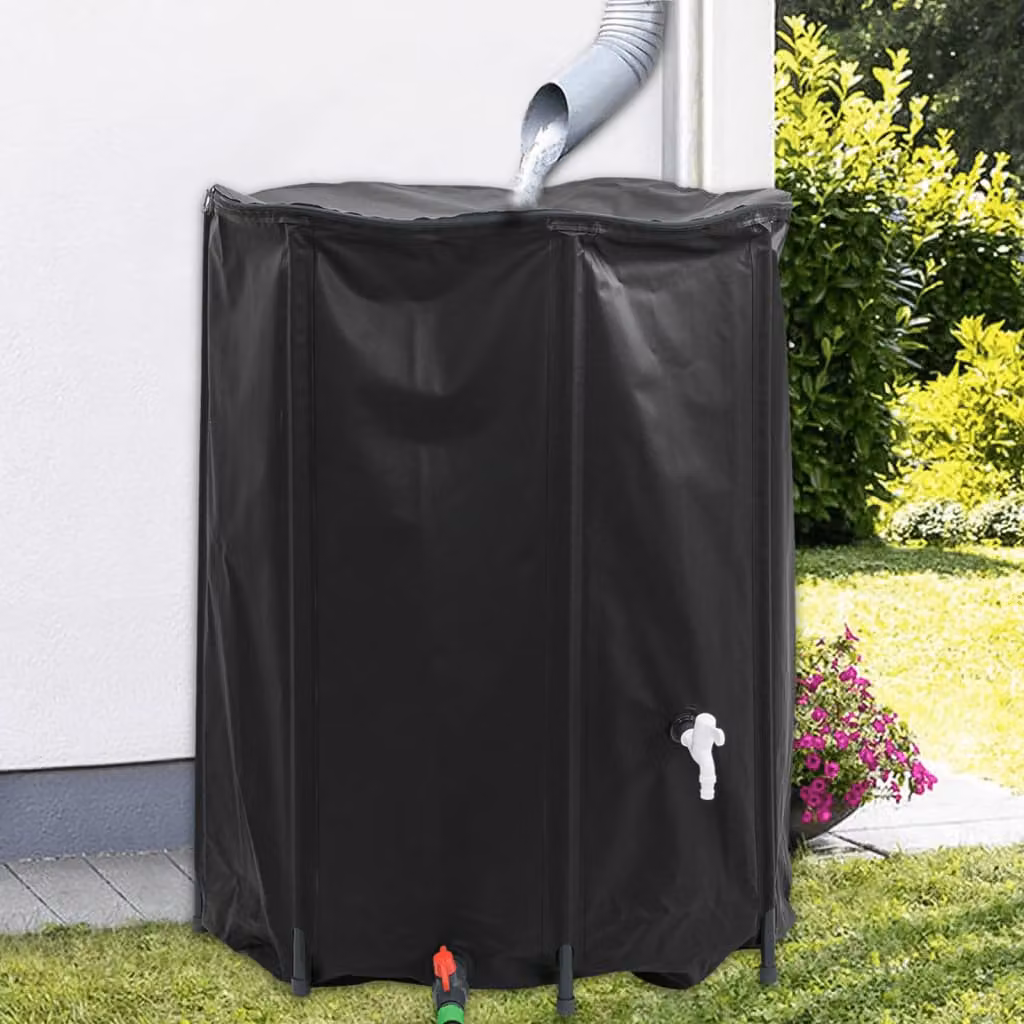 Serbatoio per acqua vidaXL con rubinetto pieghevole in PVC nero, capacità 750 l