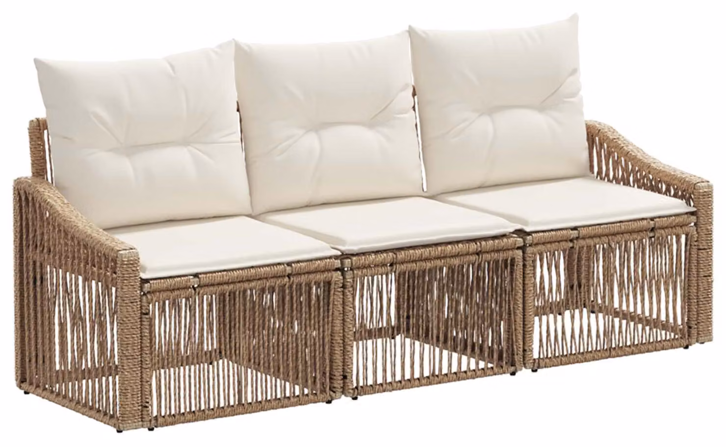 Tre poltrone da giardino in rattan sintetico color beige
