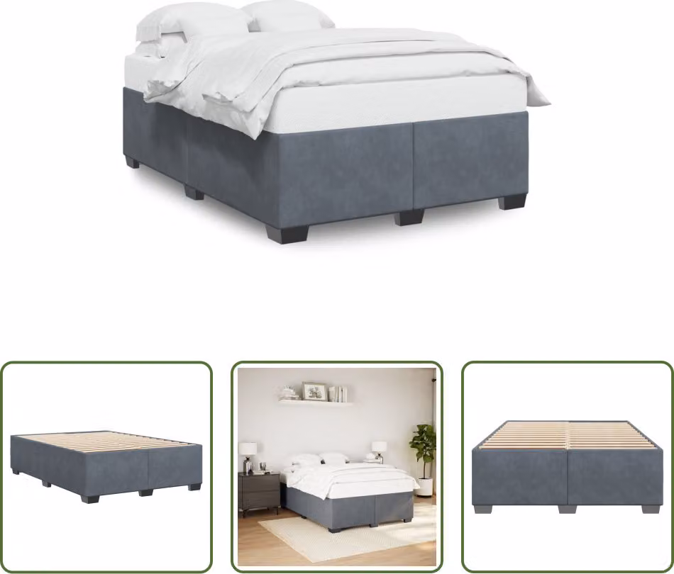 The Living Store Struttura letto grigio scuro 140x190 cm in velluto