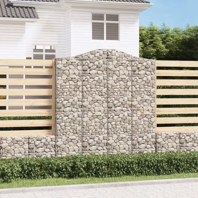 Set di 10 Cesti Gabbioni ad Arco Videx in Acciaio Zincato Argento L: 200 cm, P: 50 cm, H: 220/240 cm – 1