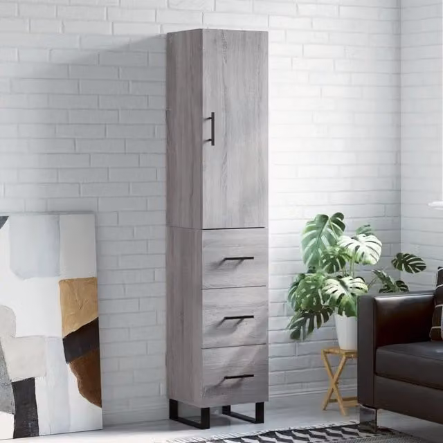 Credenza Buffet Armadio da Cucina Design Mania Grigio Sonoma L/P/H: 34,5 x 34 x 180 cm – 1