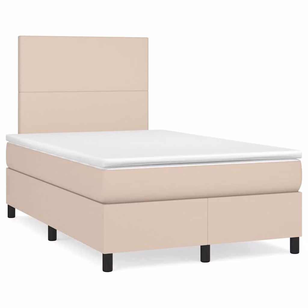 vidaXL Letto con Giroletto a Molle, Materasso Ibrido e Illuminazione LED, Colore Beige, L/P/H: 120 x 200 x 123 cm