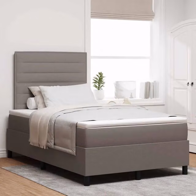 Letto a molle con testiera Talpa vidaXL in tessuto grigio L: 120 cm, P: 200 cm
