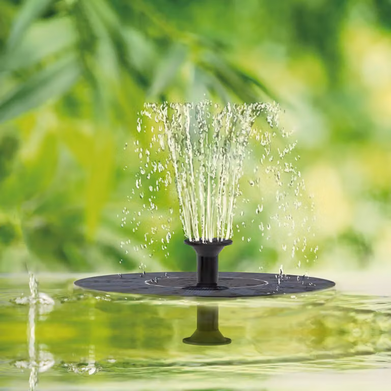 Fontana a energia solare - Pompa galleggiante per fontane da giardino - Ø 160 mm - Con 5 ugelli spruzzatori - Senza cavi né batterie - Per laghetti e vasche ornamentali [11226]