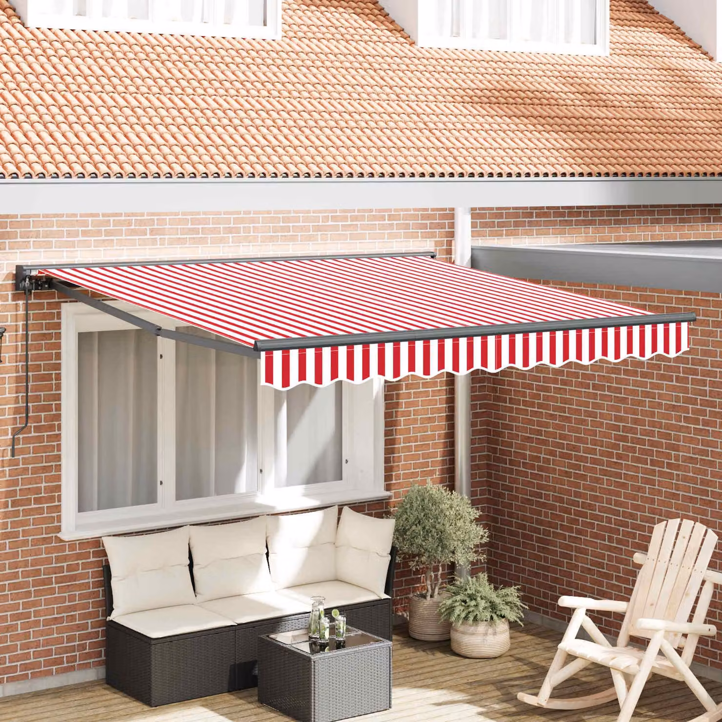 Maison Exclusive - Telaio per tenda da sole rosso e bianco 300 x 250 cm