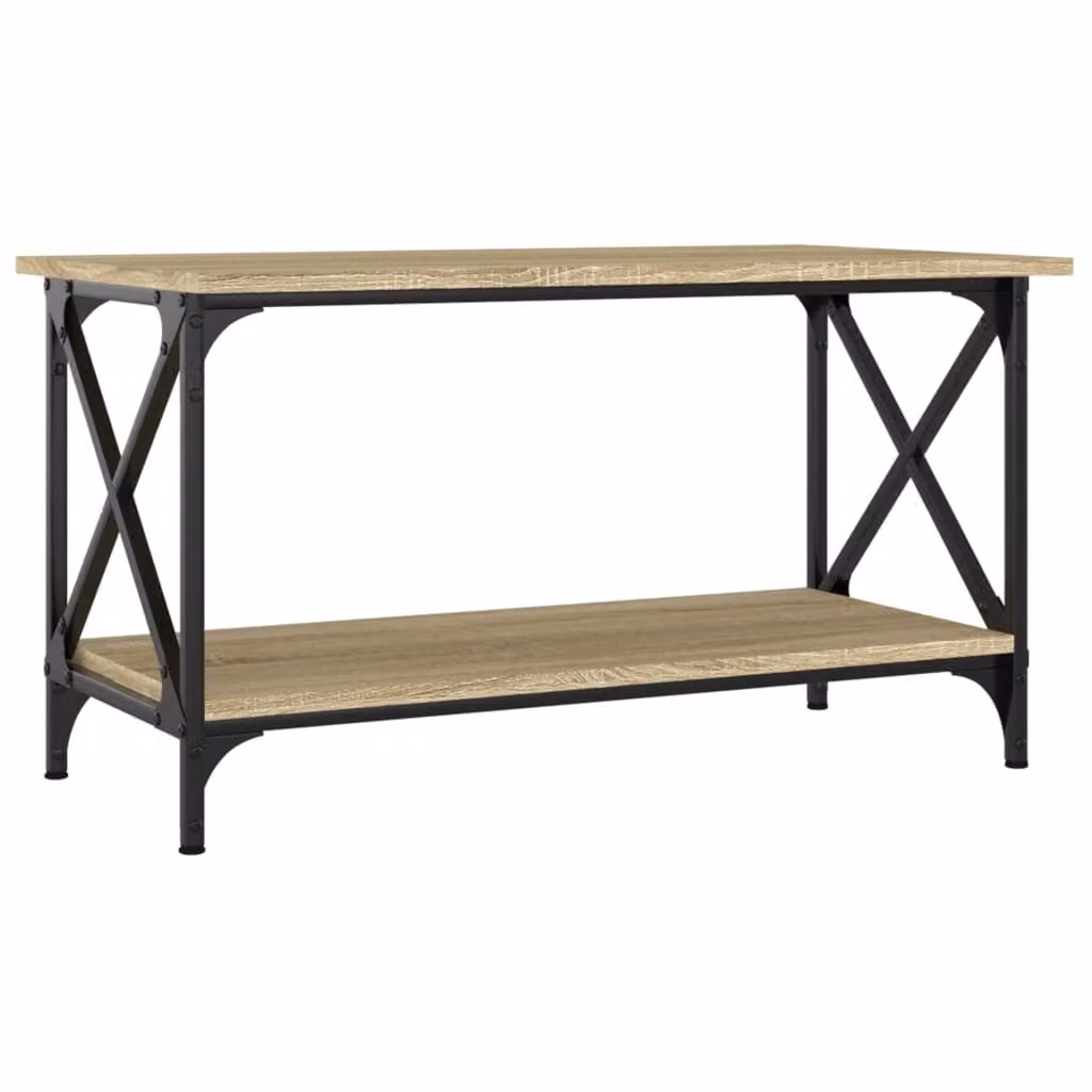 Tavolino Rovere Sonoma 80x45x45 cm in Legno Multistrato e Ferro