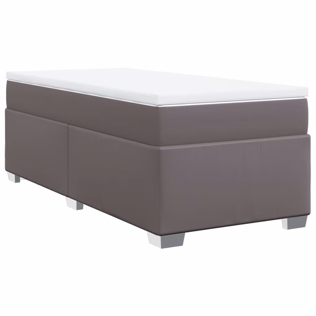 Giroletto a Molle con Materasso Grigio 100x200 cm in Pelle finta