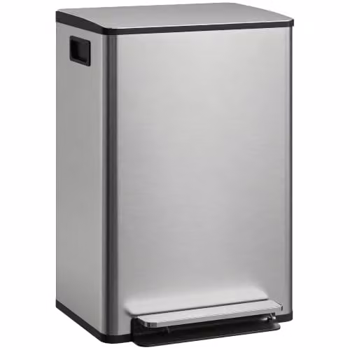 HOMCOM 13.2 Gal./50 L Cestino rifiuti antimpr. Softclose Coperchio Arg.