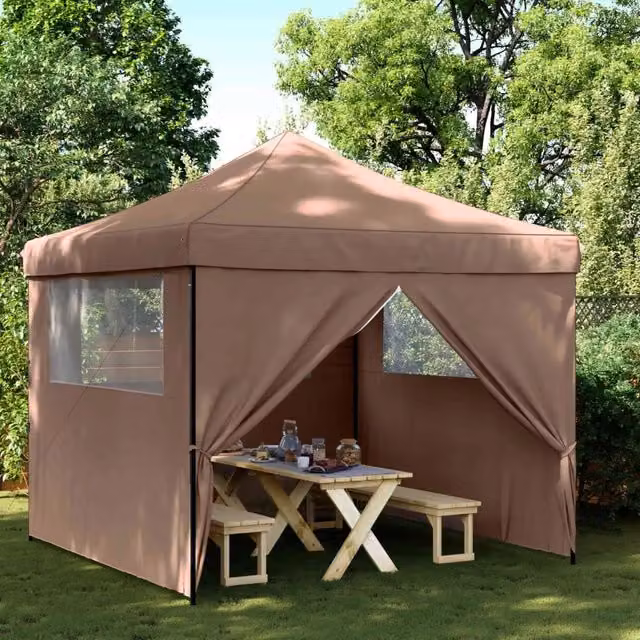 Tenda da festa marrone in tessuto Oxford e PVC L/P/H: 292 x 292 x 315 cm