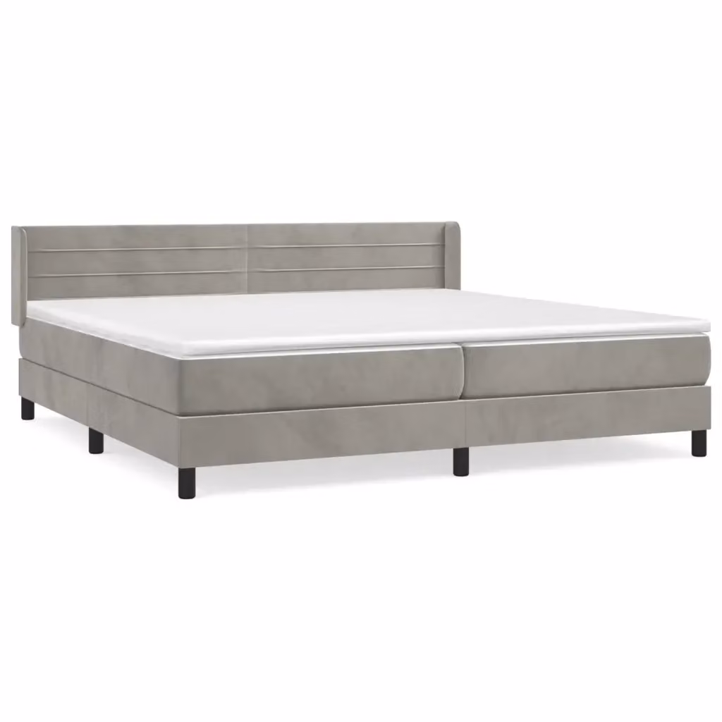 vidaXL Giroletto a Molle con Materasso in Velluto Grigio Chiaro L/P/H: 200 x 200 x 88 cm – 2
