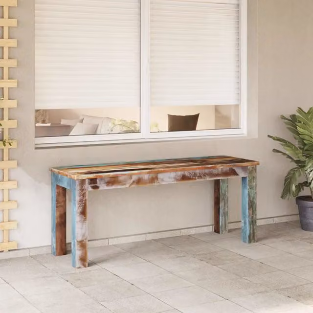 Panca in legno massello di recupero vidaXL multicolore L: 110 cm, P: 35 cm, H: 45 cm – 1