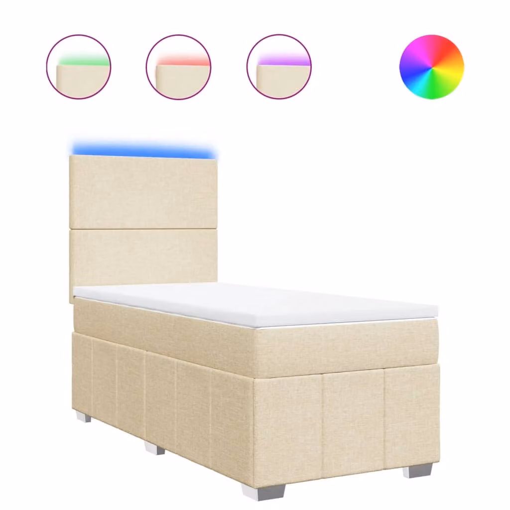 Giroletto a Molle con Materasso Crema 100x200 cm in Tessuto