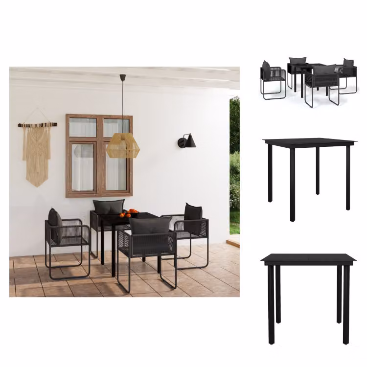 vidaXL Set da pranzo da giardino 5 pezzi nero - Set di mobili da giardino