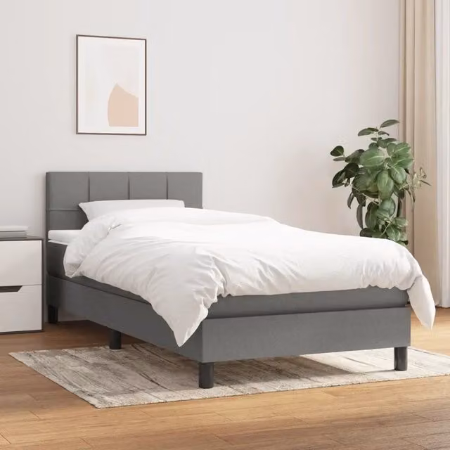 Letto Ibrido vidaXL con Giroletto a Molle e Materasso in Tessuto Grigio e Bianco L/P/H: 200 x 80 x 40 cm