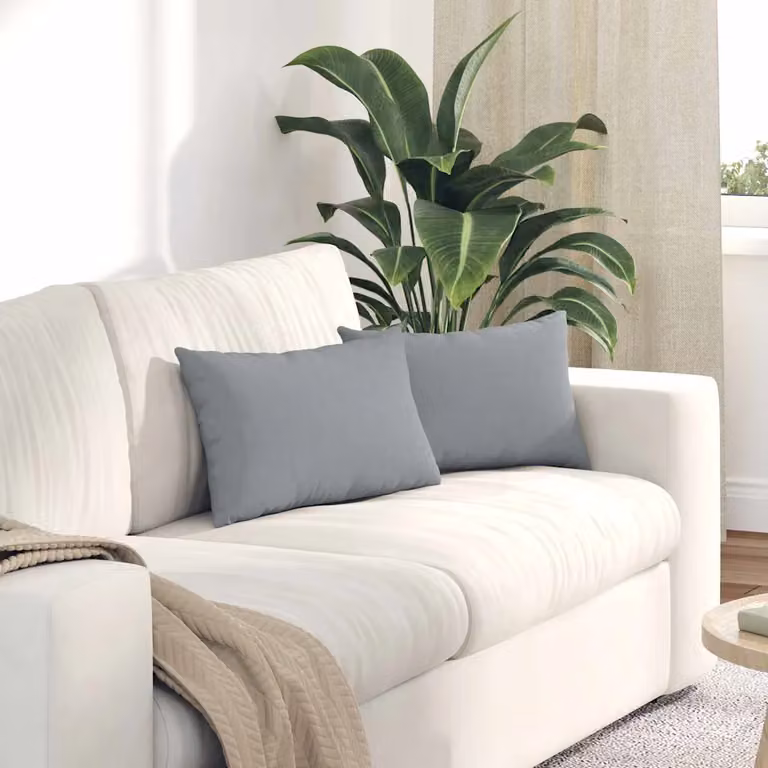 Set di 2 cuscini da divano vidaXL in tessuto grigio con fodera rimovibile, L: 50 cm, P: 30 cm