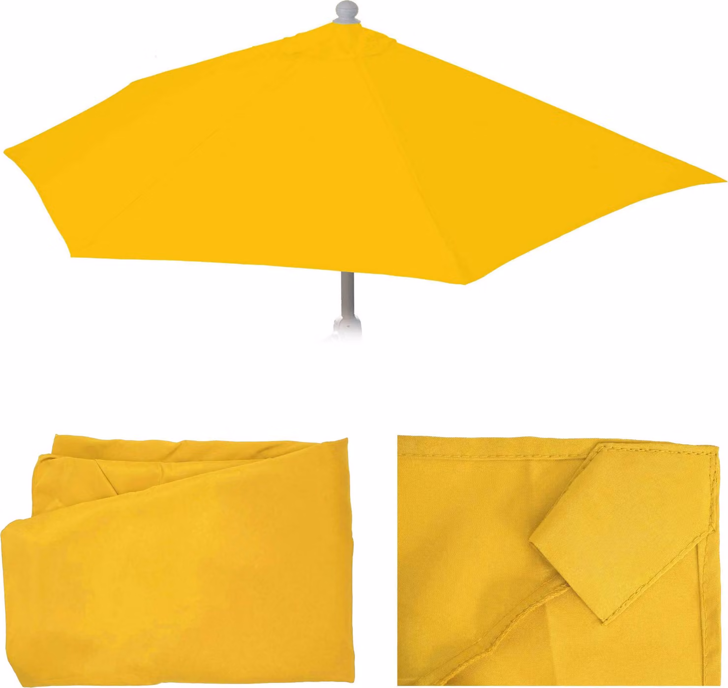 Copertura di ricambio per ombrellone semicircolare Lorca, copertura per ombrellone, 270 cm, tessuto UV 50+ ~ giallo