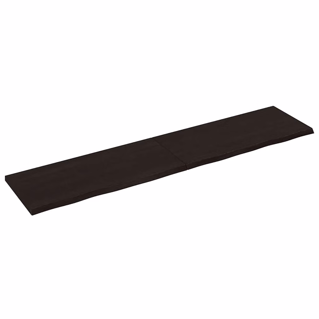 Ripiano a parete vidaXL in rovere massello trattato, colore marrone scuro, L: 220 cm, P: 50 cm, H: 2-4 cm