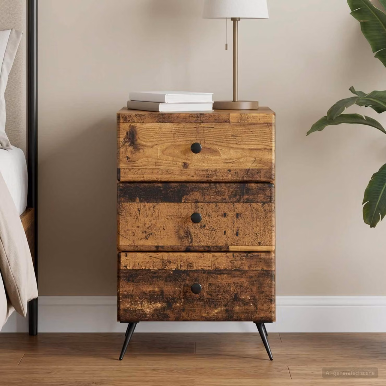 vidaXL Armadio da Notte in Legno Antico Marrone L: 43 cm, P: 41 cm, H: 66,5 cm