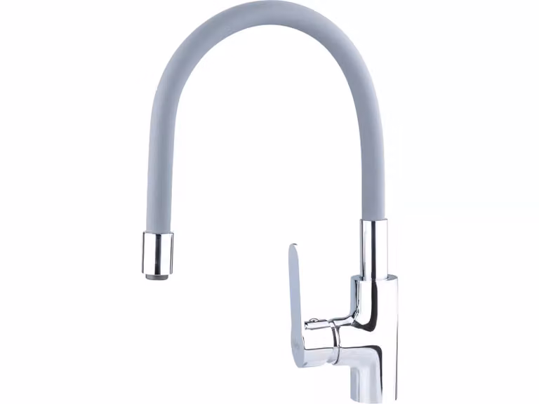 Balletto 81121 miscelatore per lavabo, miscelatore per lavabo a colonna con braccio flessibile, 35 mm, grigio
