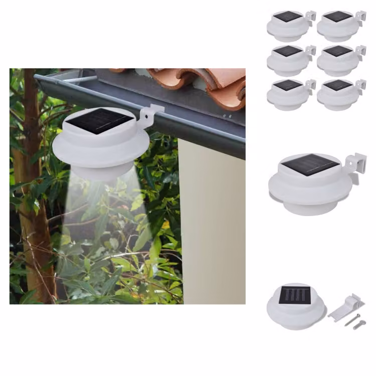 6x lampada da esterno luce solare set luce recinzione luce grondaia bianco - illuminazione esterna