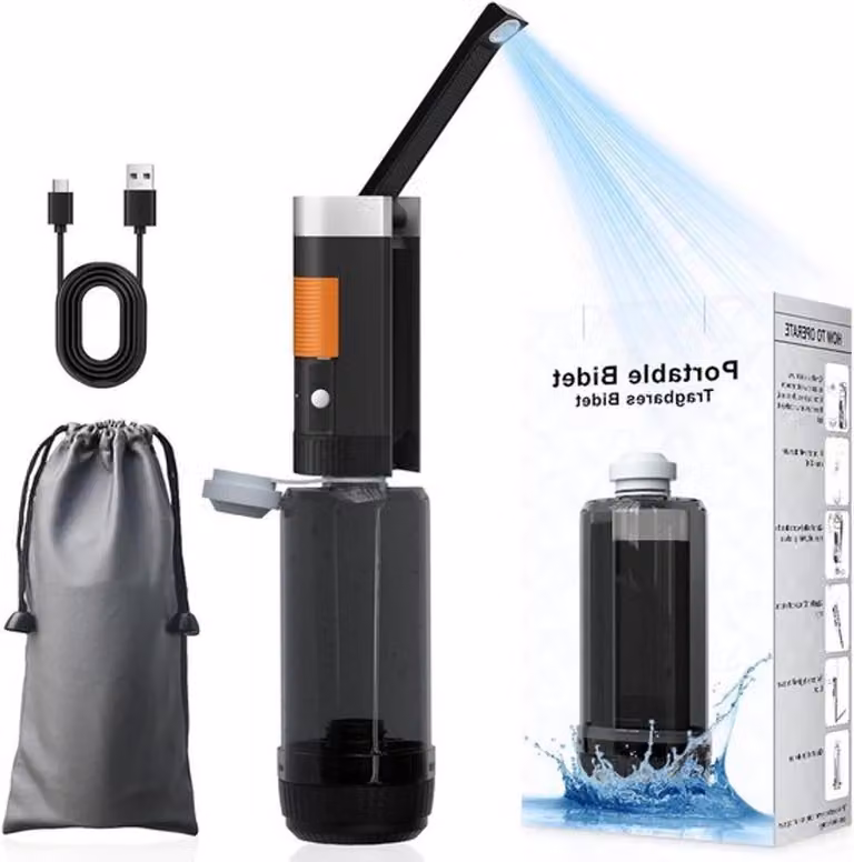Bidet elettrico portatile con una capacità di 400 ml, doccia portatile ricaricabile per l'igiene personale e l'uso del bagno, ideale per viaggi e
