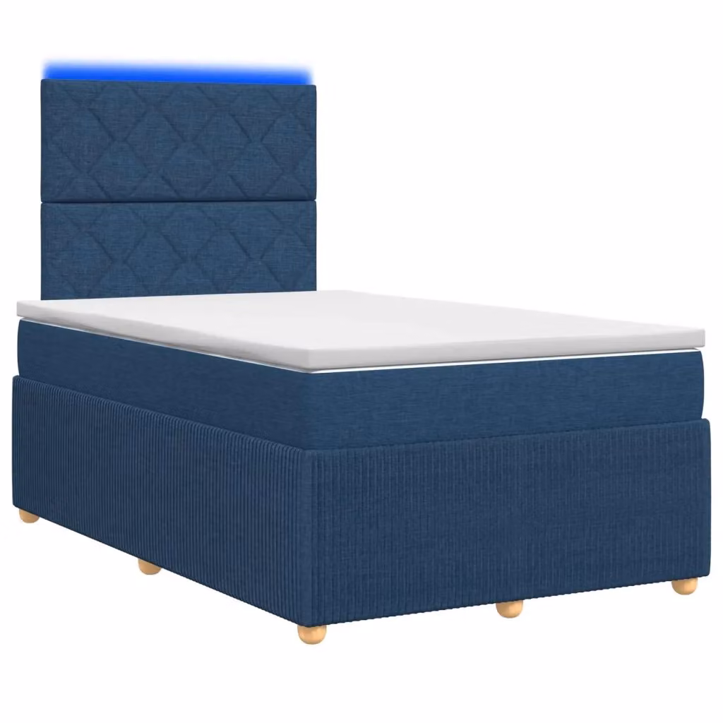 Letto Box Spring vidaXL con Materasso Ibrido e Illuminazione LED sotto il letto, Colore Blu e Bianco, L/P: 120 x 200 cm – 2